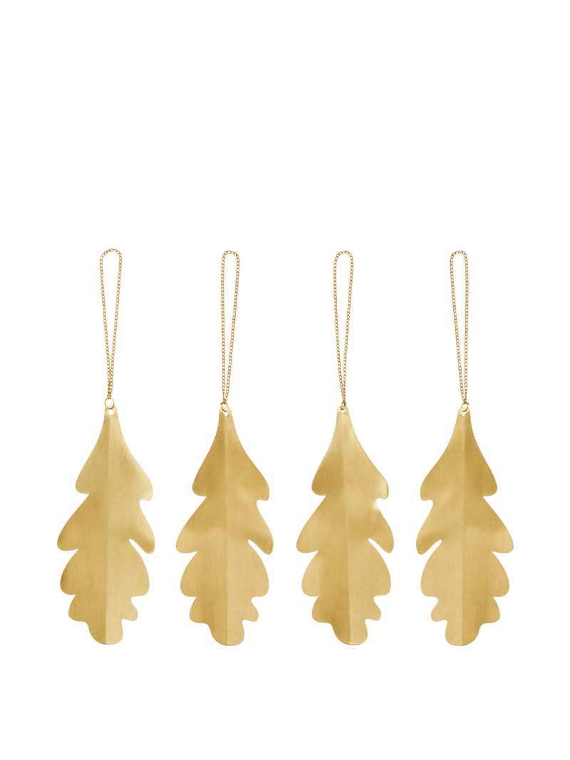 Ferm Living Oak Leaf Brass ornaments (Set of 4)