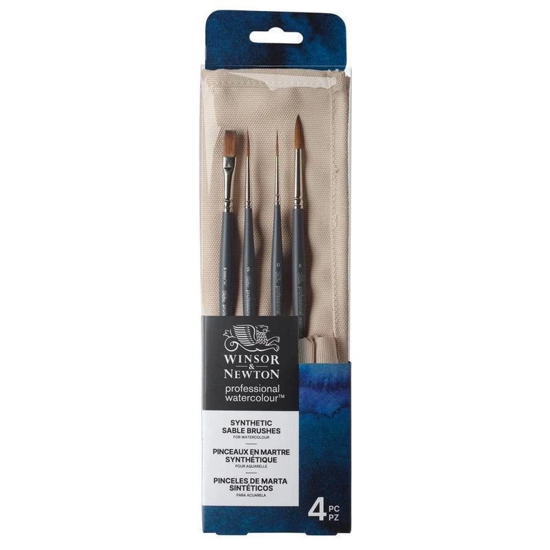 Winsor & Newton Professional Watercolour Synthetic Brush Wallet (Set of 4)