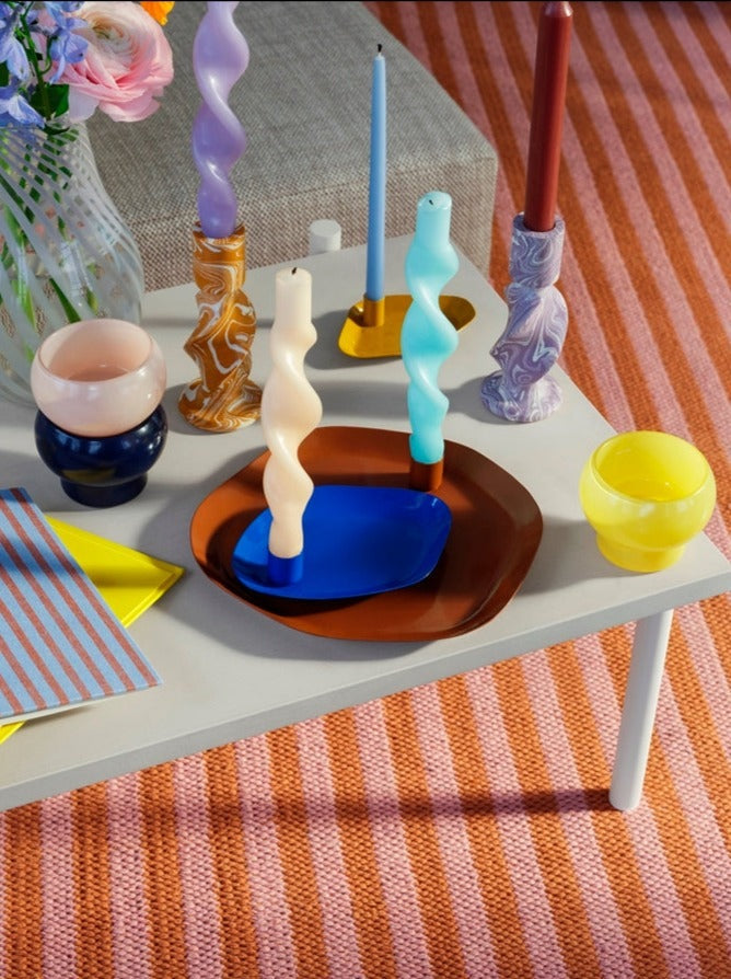 Agate Glass Tealight Holder Set (Yellow, Pink & Blue) (Set of 3)