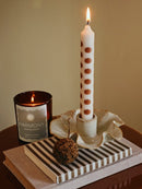 Pumpkin Taper Candle with Print White/Burned Orange