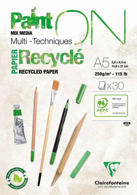 Clairefontaine Paint On Recycled Paper Pad