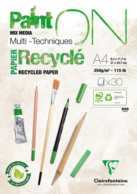Clairefontaine Paint On Recycled Paper Pad