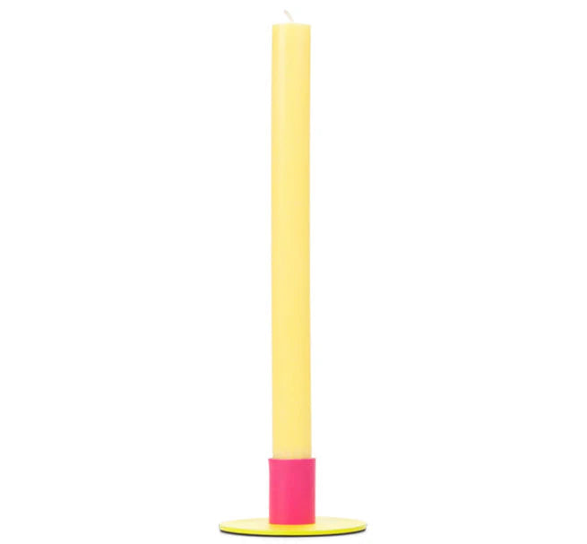 Two Tone Metal Candle Holder - Yellow/Pink