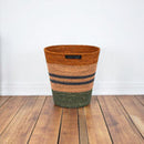 Seagrass Waste Paper Bin - Olive/Old Rose