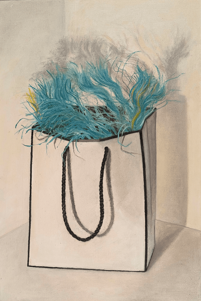 Bad Hair Day (Chanel Carrier Bag I)  - Original Painting by Linda Cooper (née Ryle) (b. 1947)
