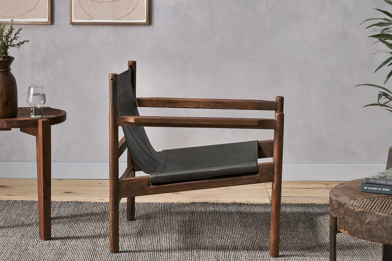 Dalibar Leather Lounger - Charcoal