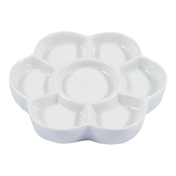 7 Well Small Daisy Shaped Ceramic Palette