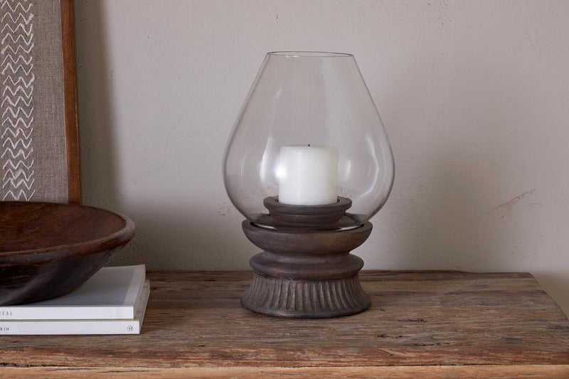 Kawani Mango Wood Lantern - Dark Ash