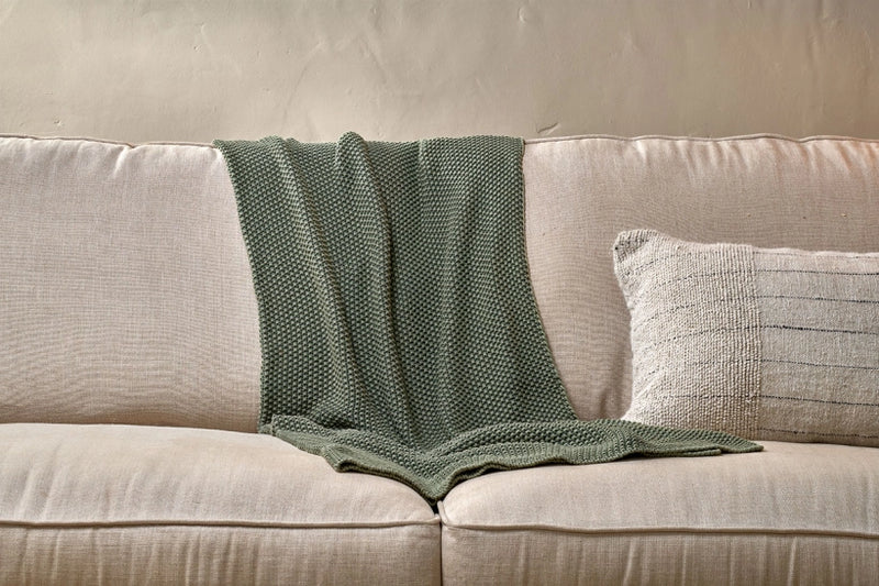 Moss Stitch Cotton Throw (Multiple Colours)