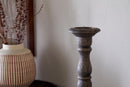 Nayati Rustic Wood Pillar Candle Stick - Dark Stain
