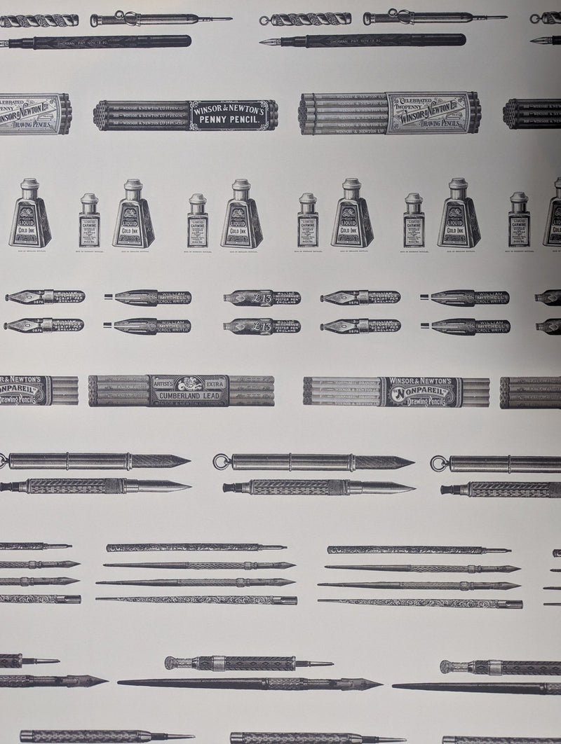 Victorian Dip Pen, Inks & Drawing Tools Wrapping Paper Sheet (Kraft)