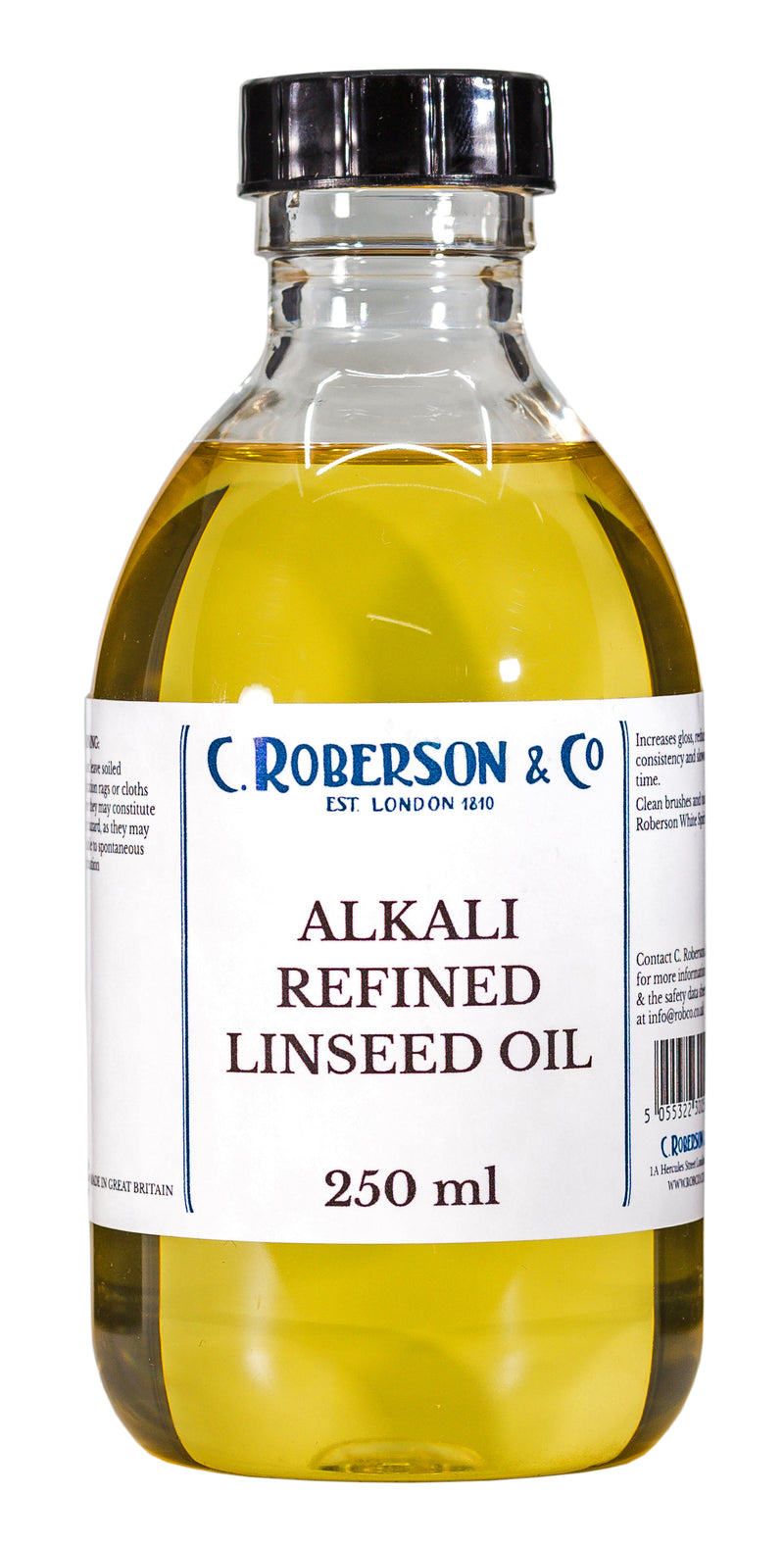 C Roberson & Co Alkali Refined Linseed Oil (250ml)