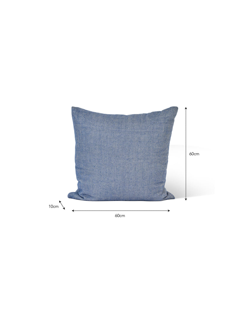 Stockwell Herringbone Cushion Cove Blue Wool