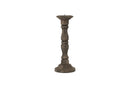Nayati Rustic Wood Pillar Candle Stick - Dark Stain
