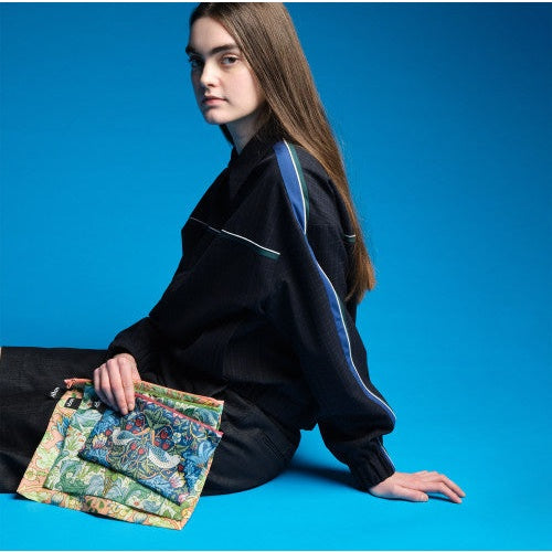 LOQI Wlliam Morris The Strawberry Thief. Decorative Fabric, Orchard. Dearle, Hyacinth Zip Pockets