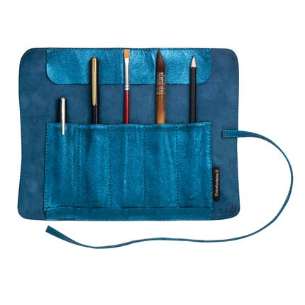 K-3 Kenzo Blue Artist Leather Pencil Case