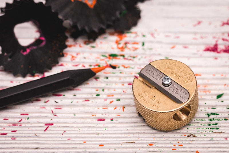 M&R Brass Pencil Sharpener Circular Double