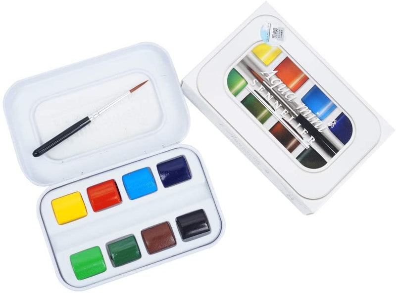 Sennelier Aqua-Mini French Watercolour Tin (Set of 8 + Brush)